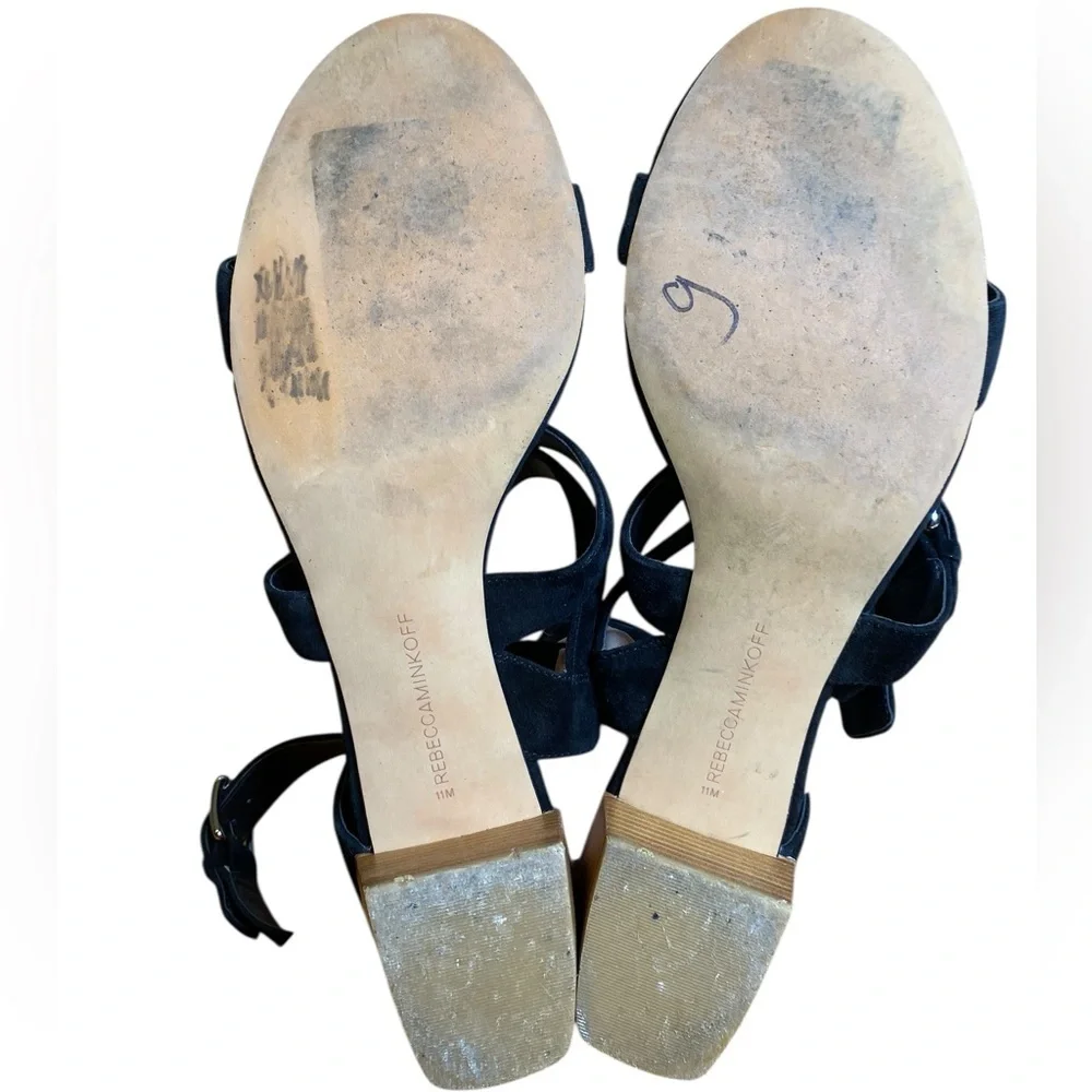 Rebecca Minkoff Ilana Black Suede Ankle Strap Block Heels Women’s size 11M